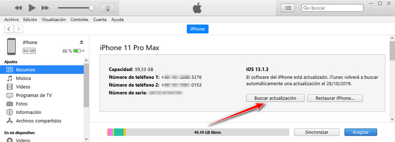 actualizar iphone a ios 14 con itunes