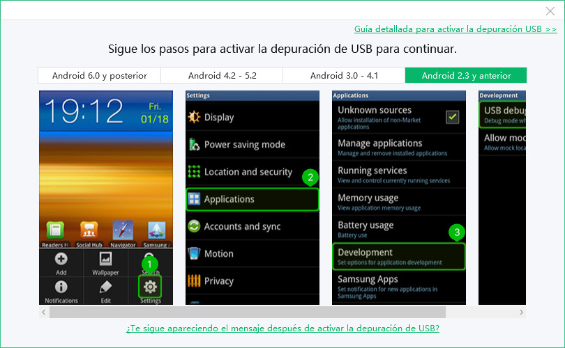 depuración usb android 2.3