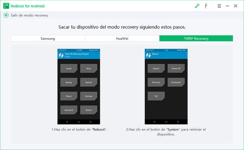 salir modo recovery twrp