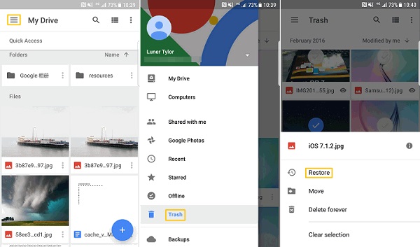 recuperar videos de grabación de pantalla eliminados de google drive