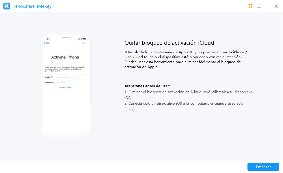 eliminar el bloqueo de activación de icloud-4mekey paso 1