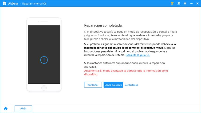 reparar iphone en modo avanzada