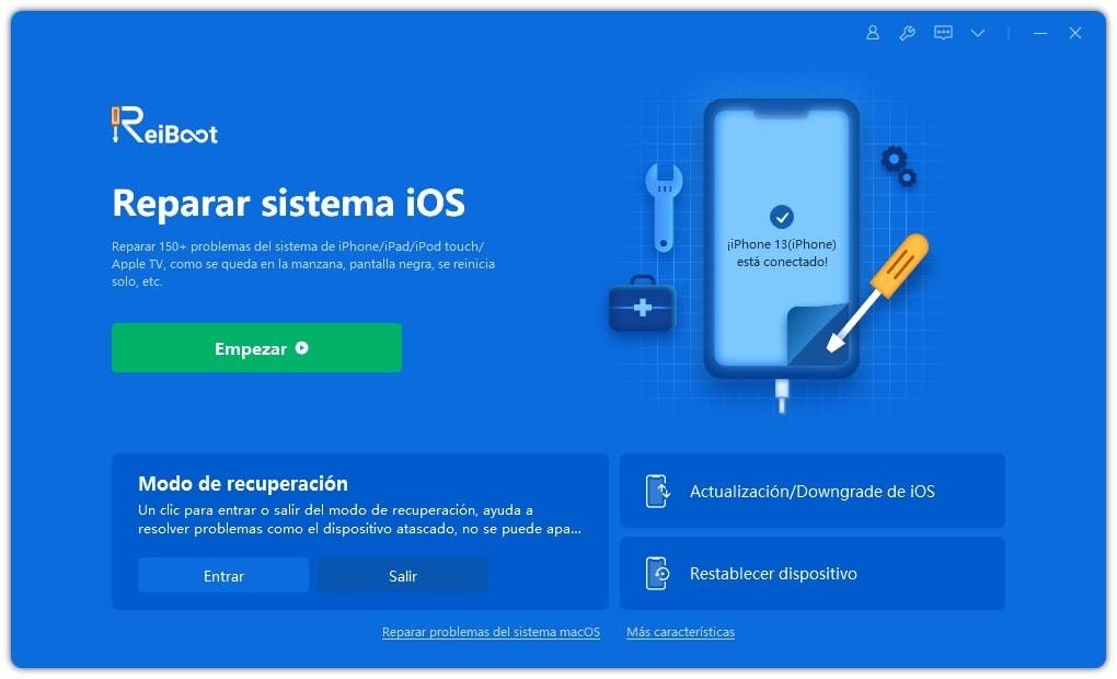 empezar a utilizar ReiBoot para reparar sistema iOS