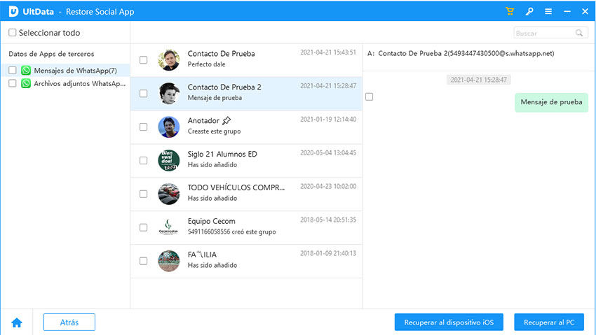 ultdata para ios recuperar datos whatsapp