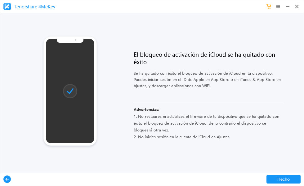 quitar el bloqueo de activación icloud con éxito-4mekey paso 3