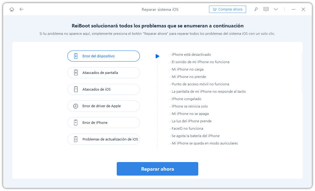 reparar los errores con reiboot